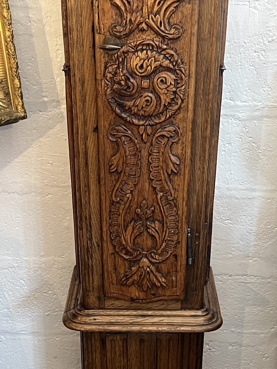 Late 18th-century Normandy Floor Clock Made Of Carved Wood, Medium-grained Oak-photo-1