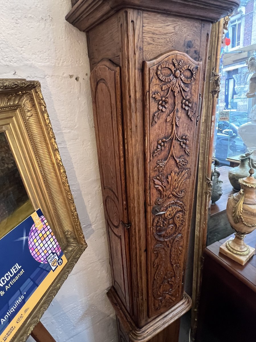 Late 18th-century Normandy Floor Clock Made Of Carved Wood, Medium-grained Oak-photo-4