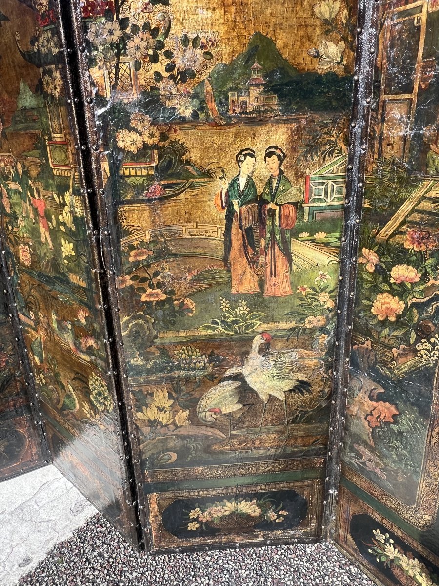 Four-panel Folding Screen Depicting Palace Scenes; China, Qing Dynasty, 18th Century-photo-5