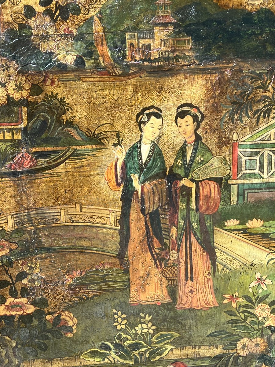 Four-panel Folding Screen Depicting Palace Scenes; China, Qing Dynasty, 18th Century-photo-6