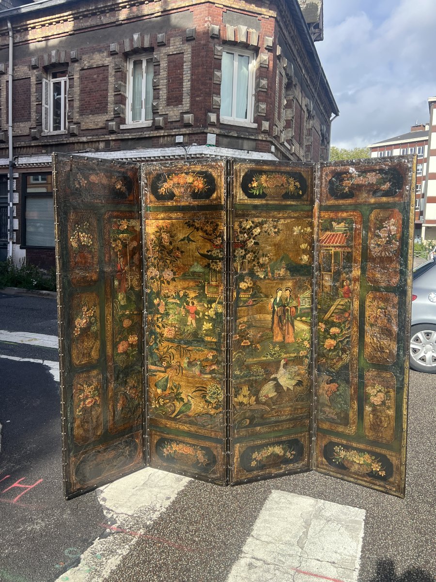 Four-panel Folding Screen Depicting Palace Scenes; China, Qing Dynasty, 18th Century