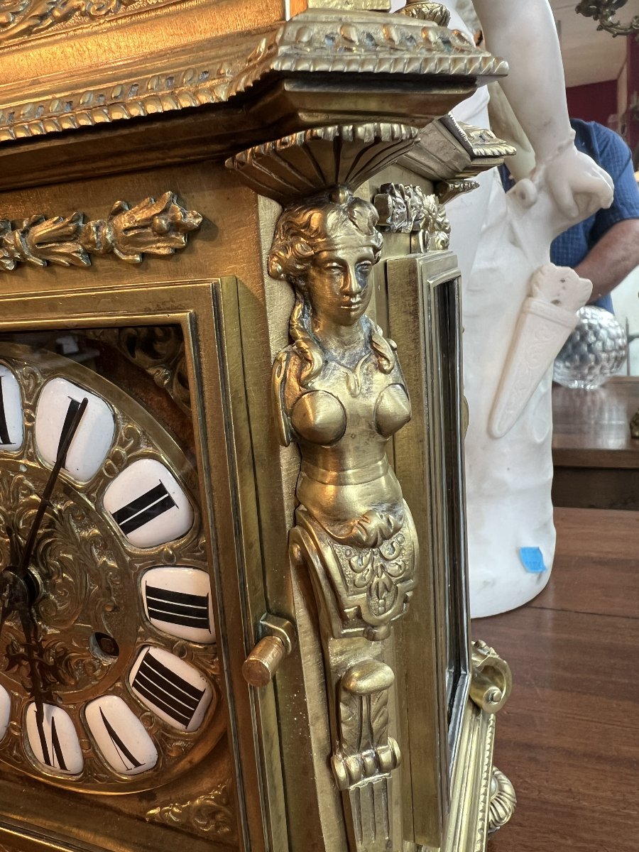 Lerolle Frères, Napoleon III-era Gilded Bronze Table Clock, 19th Century-photo-3