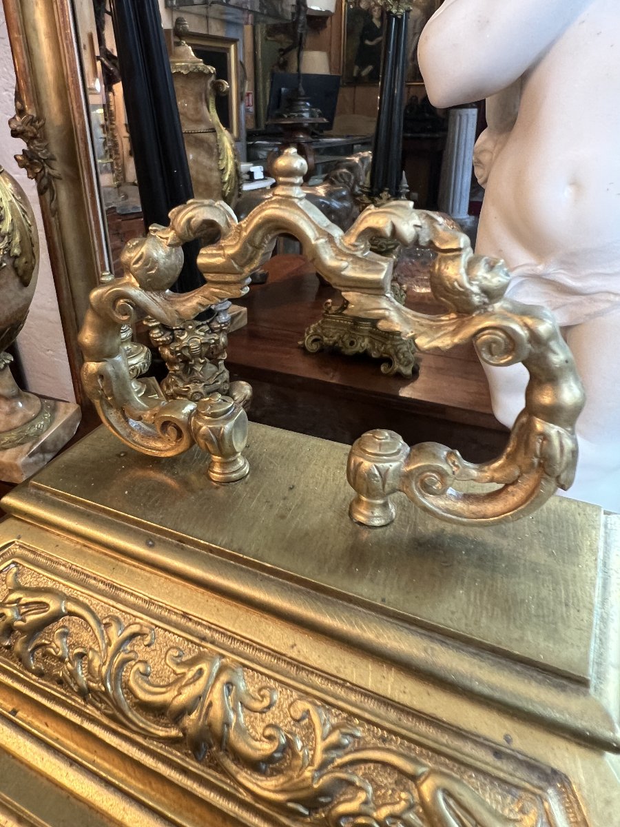 Lerolle Frères, Napoleon III-era Gilded Bronze Table Clock, 19th Century-photo-4