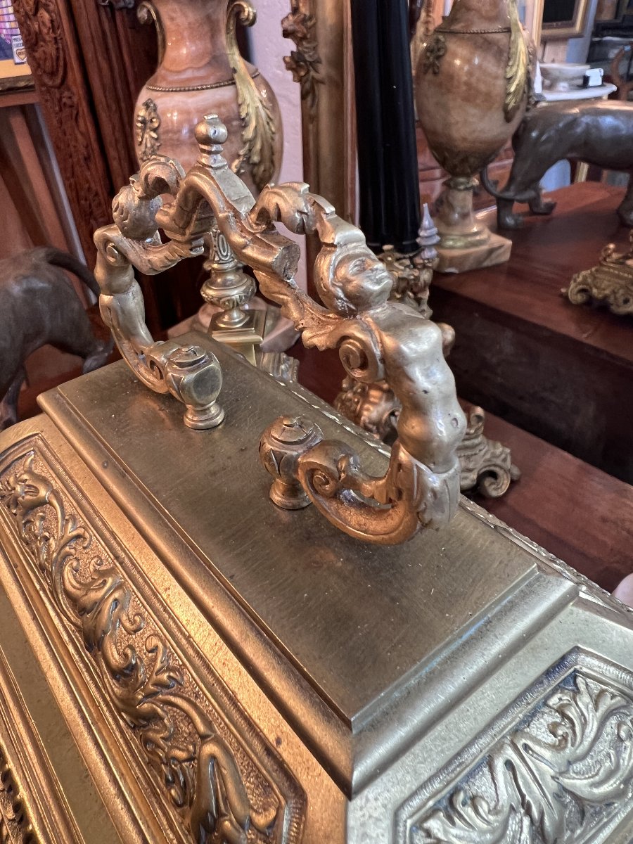 Lerolle Frères, Napoleon III-era Gilded Bronze Table Clock, 19th Century-photo-1