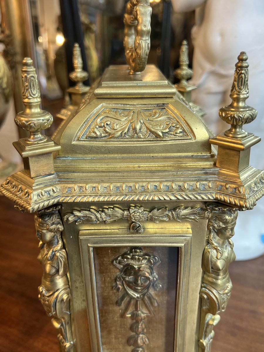 Lerolle Frères, Napoleon III-era Gilded Bronze Table Clock, 19th Century-photo-5