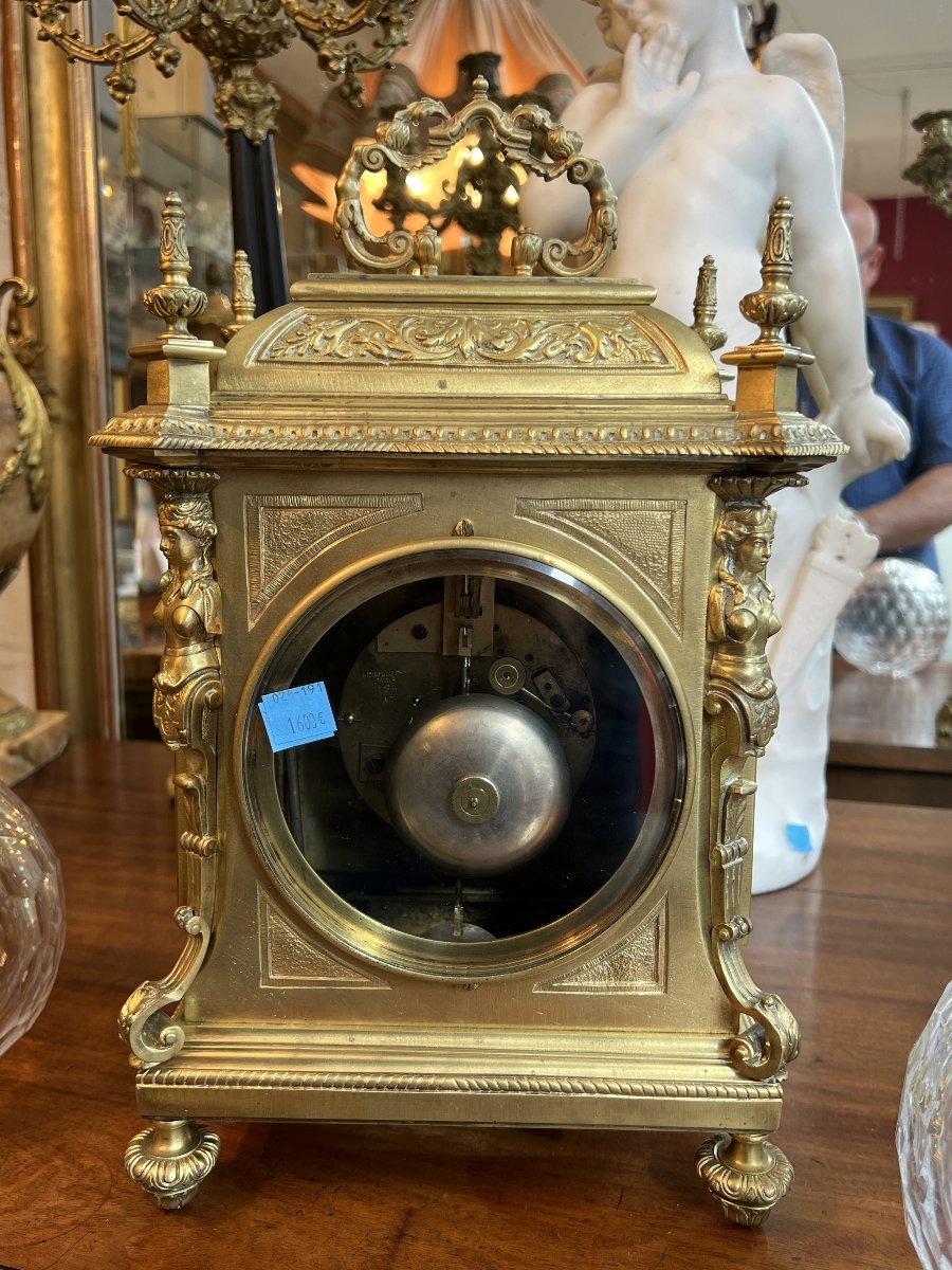 Lerolle Frères, Napoleon III-era Gilded Bronze Table Clock, 19th Century-photo-6