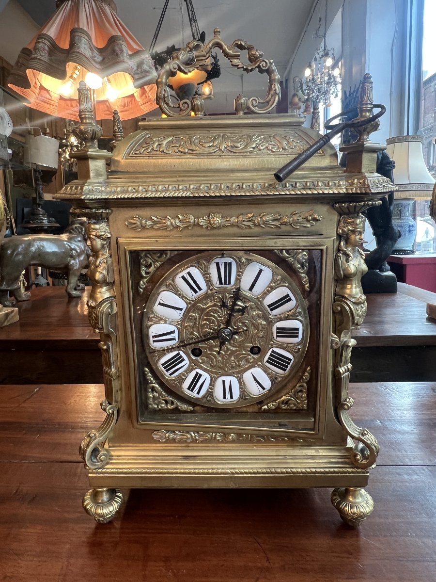 Lerolle Frères, Napoleon III-era Gilded Bronze Table Clock, 19th Century