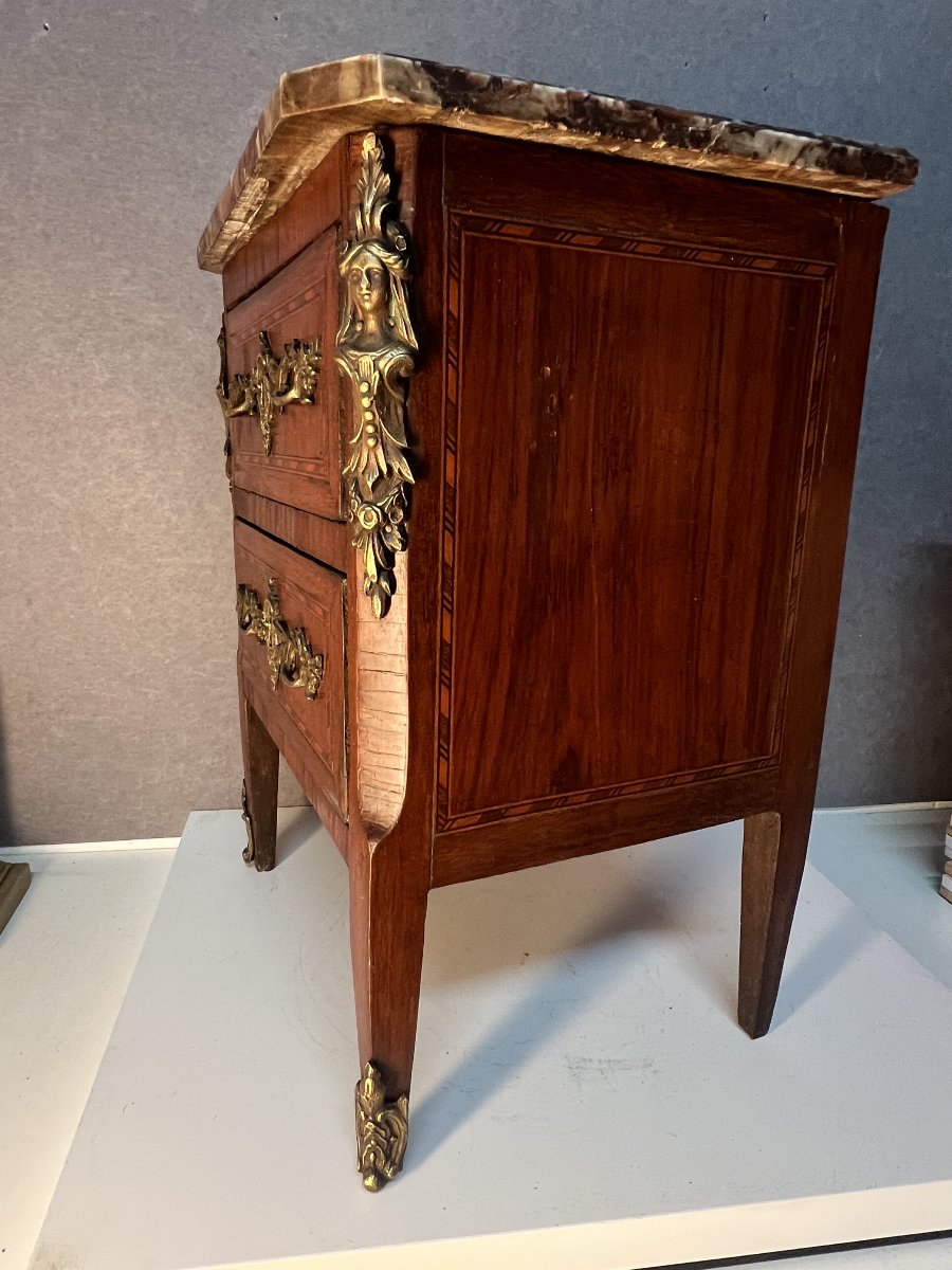 Miniature Chest Of Drawers, Known As A "maîtresse" Chest, Made Of Wood Veneer And Marquetry, Late 18th Century -photo-4