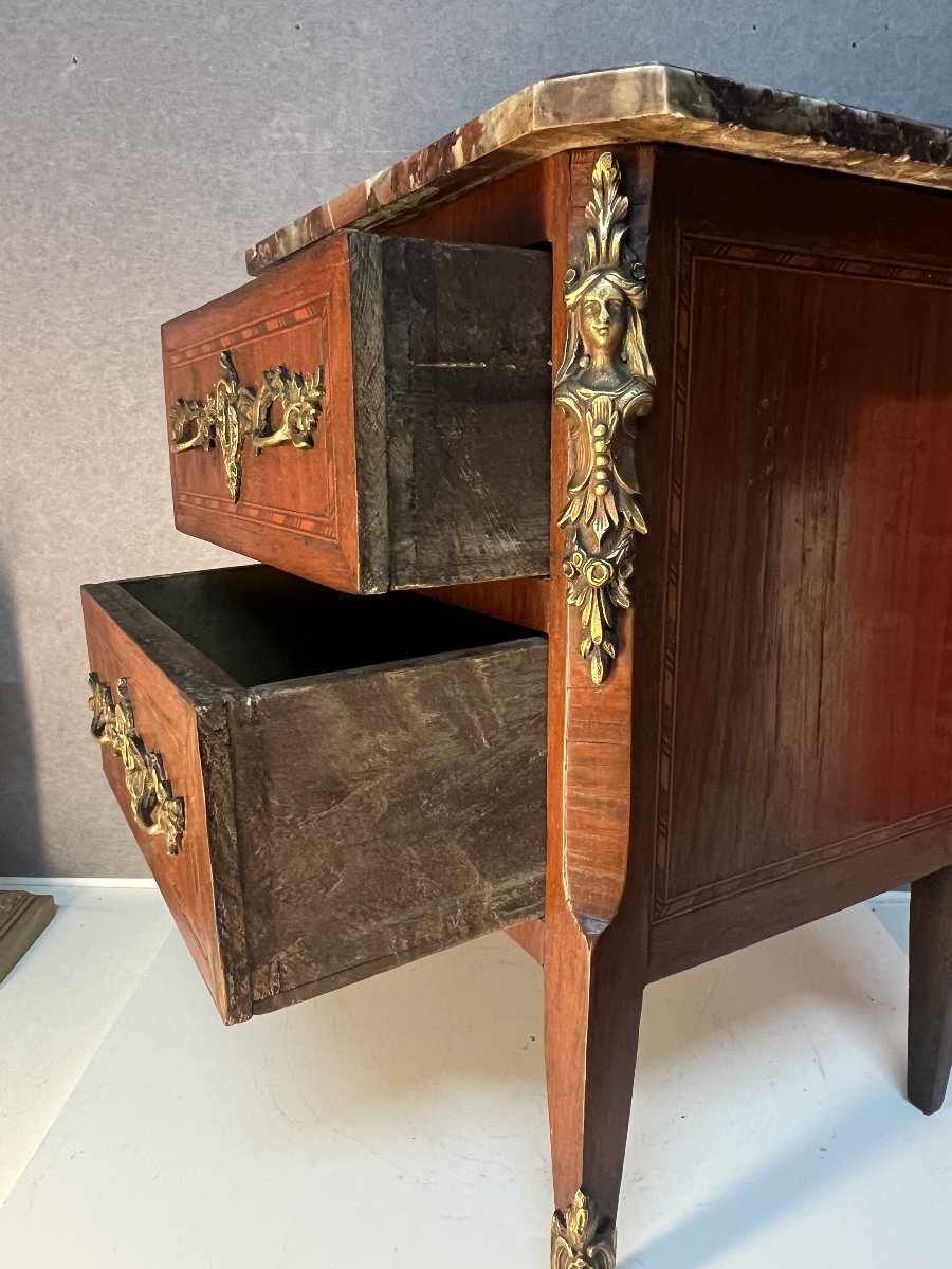 Miniature Chest Of Drawers, Known As A "maîtresse" Chest, Made Of Wood Veneer And Marquetry, Late 18th Century -photo-3