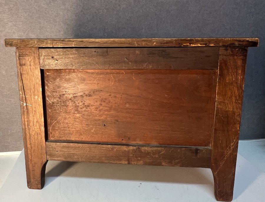 Commode dites de maîtrise en bois de placage et marqueterie à décor de masque de grotesque XIXe-photo-2