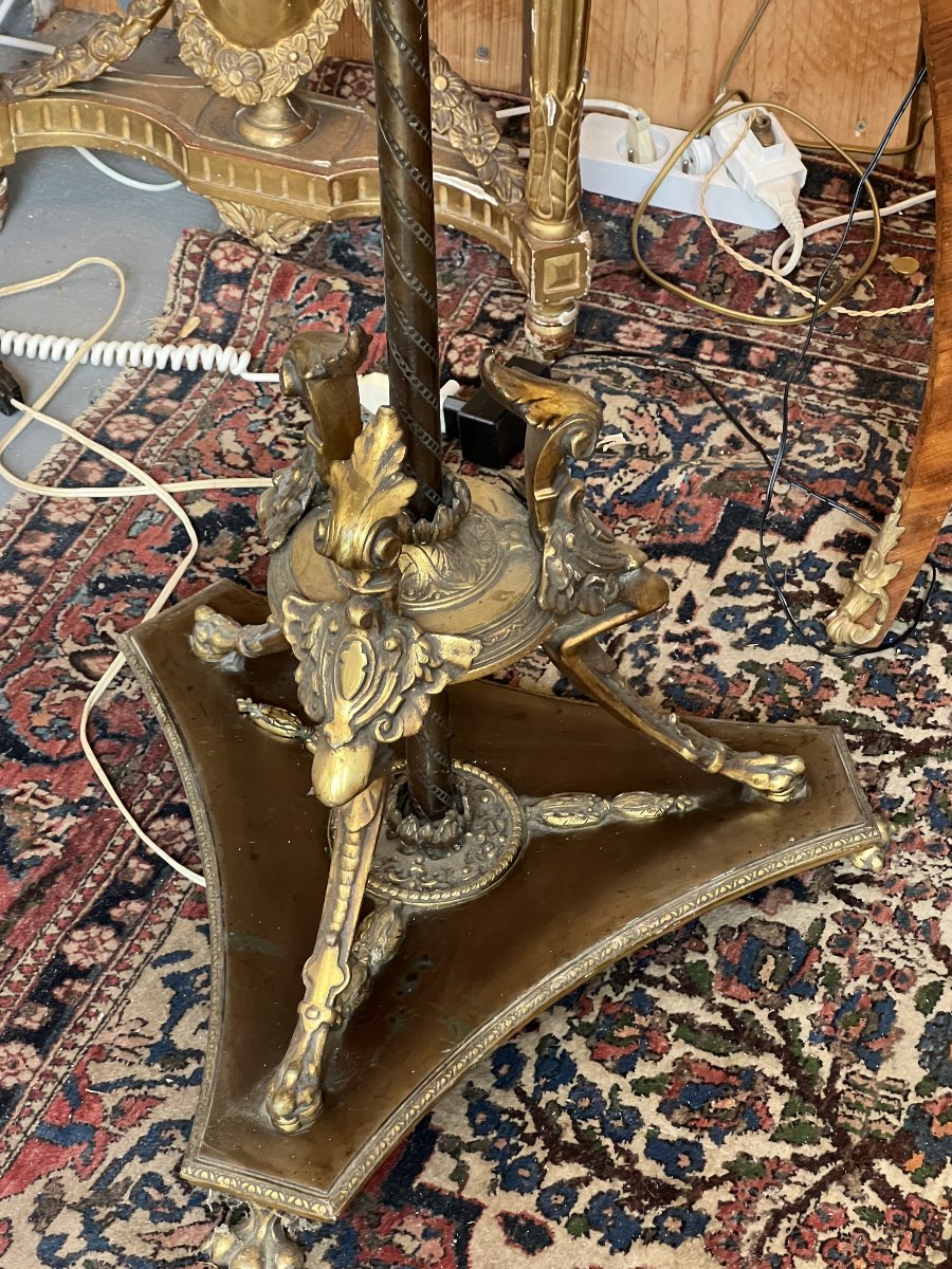 Importante lampe de parquet à tablette d'époque Napoléon III, Époque : Fin du XIXe siècle/ 1870-photo-4