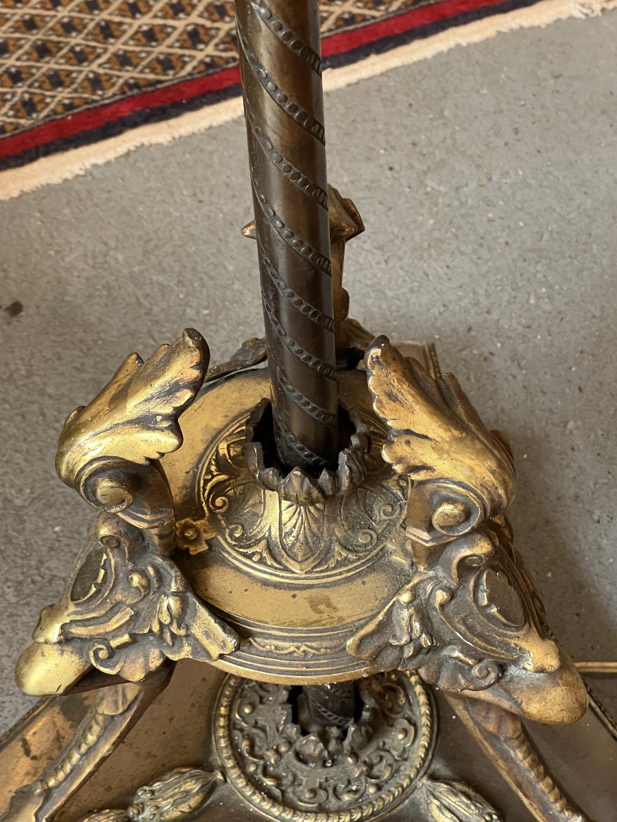 Importante lampe de parquet à tablette d'époque Napoléon III, Époque : Fin du XIXe siècle/ 1870-photo-3