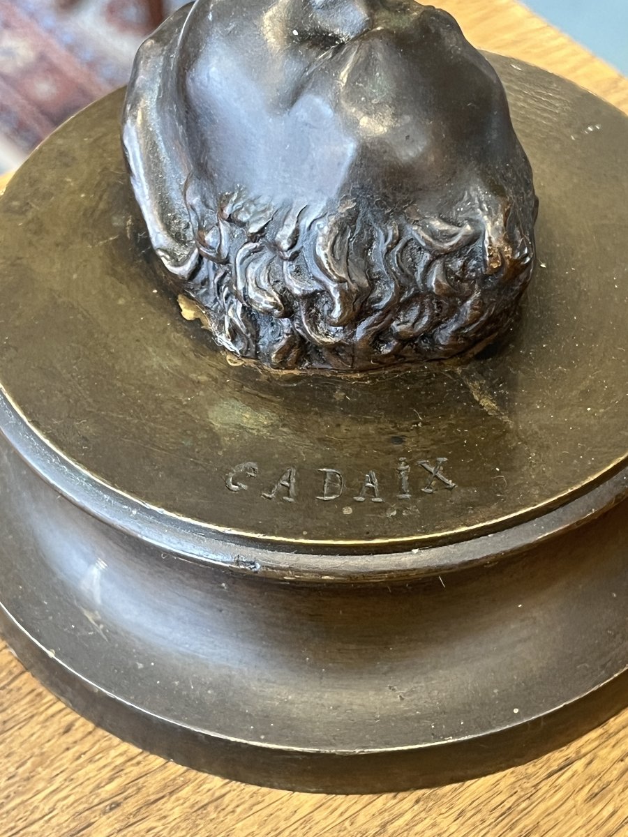 GADAIX, sculpture  bronze à patine brune nuancée représentant une nymphe ou bacchante dansante.-photo-8