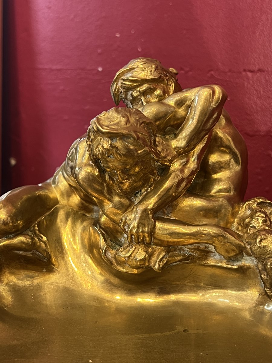 Gustave Frédéric Michel (1851-1924), vide-poche en bronze doré d'époque Art Nouveau, Siot-photo-2
