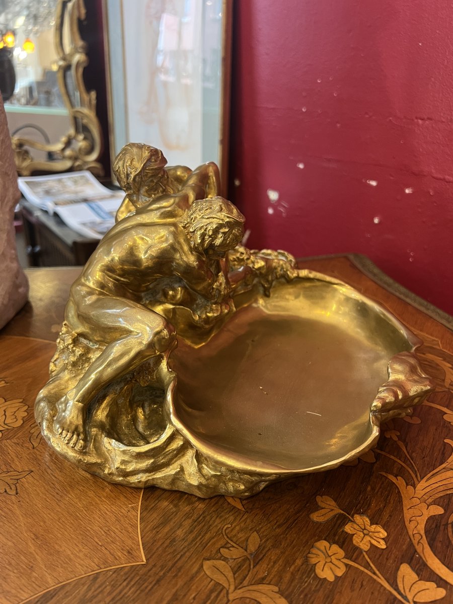 Gustave Frédéric Michel (1851-1924), vide-poche en bronze doré d'époque Art Nouveau, Siot-photo-1