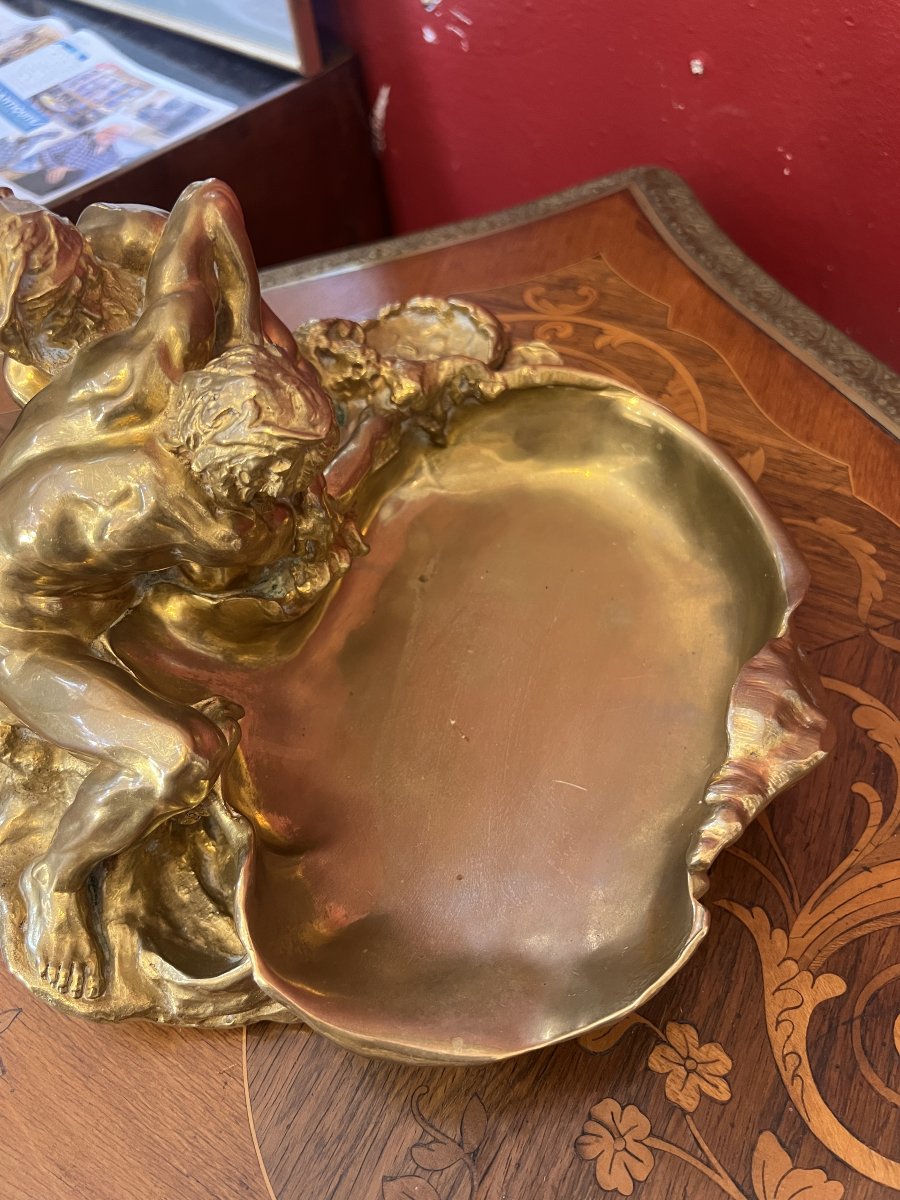 Gustave Frédéric Michel (1851-1924), vide-poche en bronze doré d'époque Art Nouveau, Siot-photo-3