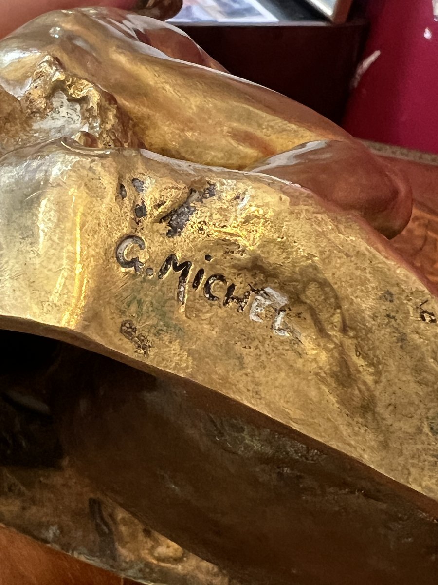 Gustave Frédéric Michel (1851-1924), vide-poche en bronze doré d'époque Art Nouveau, Siot-photo-7