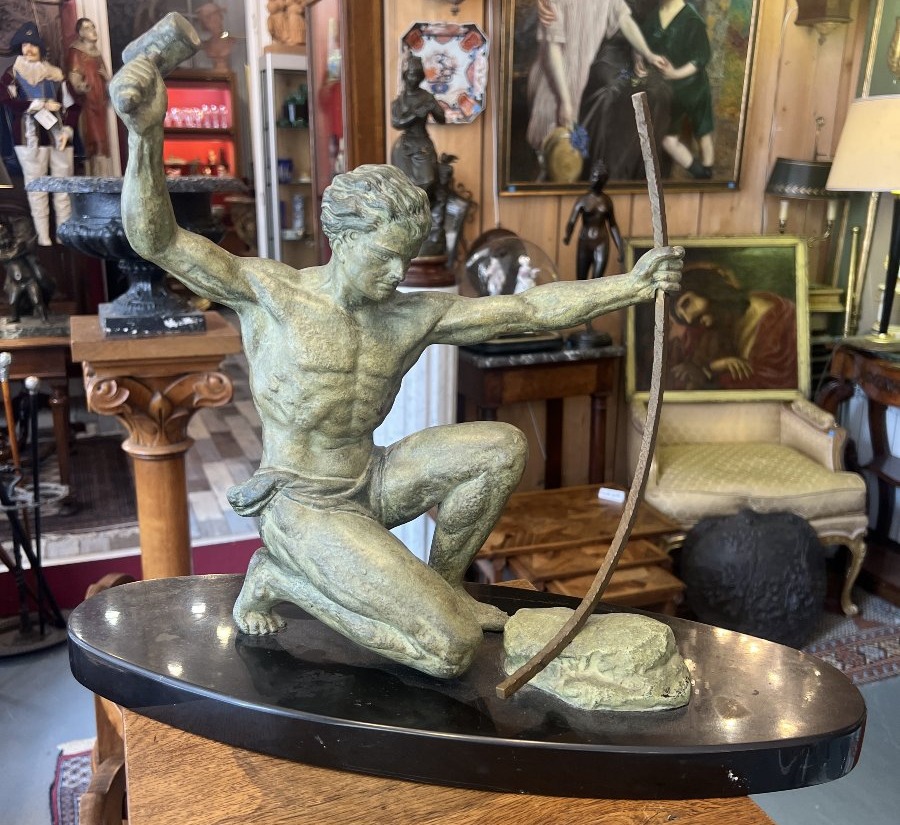 G. Hervor, The Blacksmith. Large Art Deco-era Sculpture, France, Circa 1930.