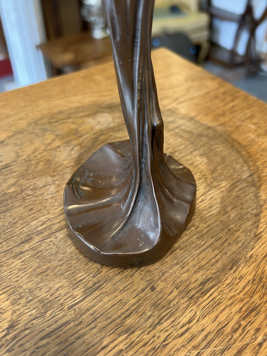 Julien Caussé (1869–1909), Art Nouveau Bronze Statuette Depicting A Draped Woman, 1900-photo-4