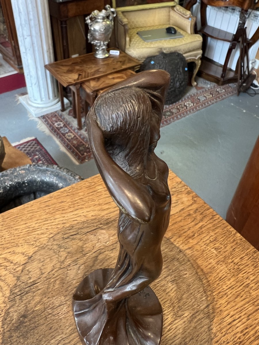 Julien Caussé (1869–1909), Art Nouveau Bronze Statuette Depicting A Draped Woman, 1900-photo-3