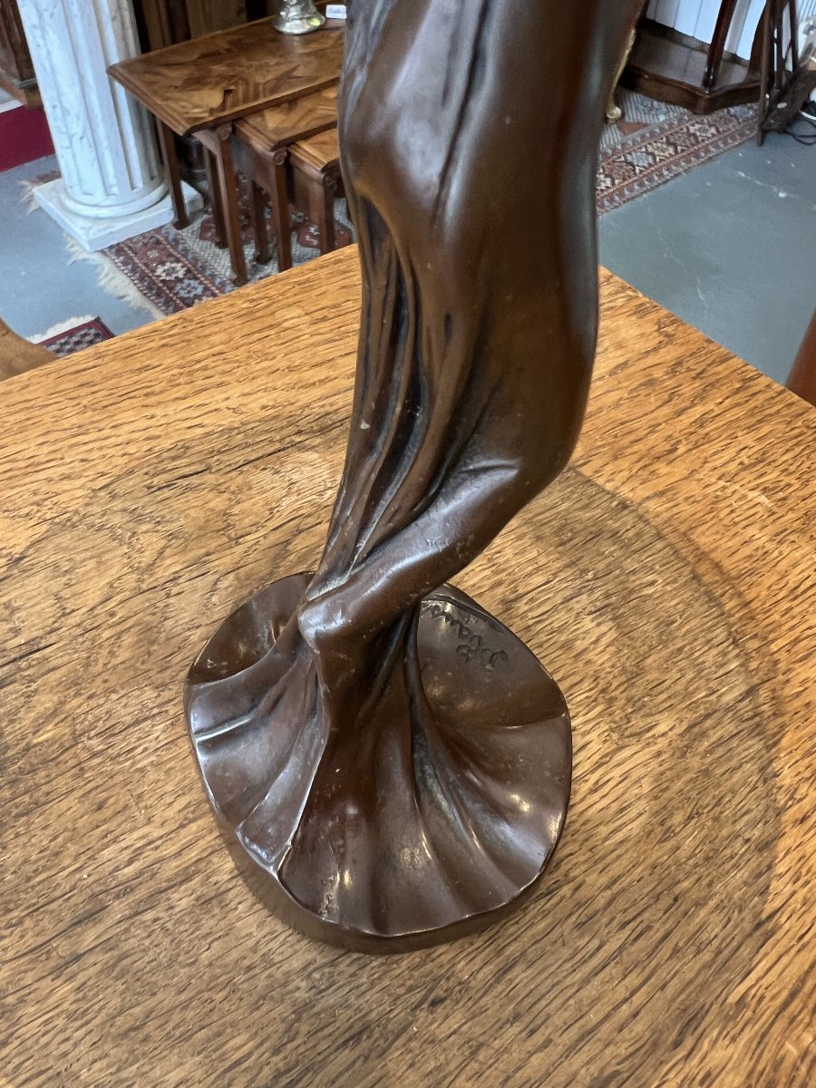 Julien Caussé (1869–1909), Art Nouveau Bronze Statuette Depicting A Draped Woman, 1900-photo-5