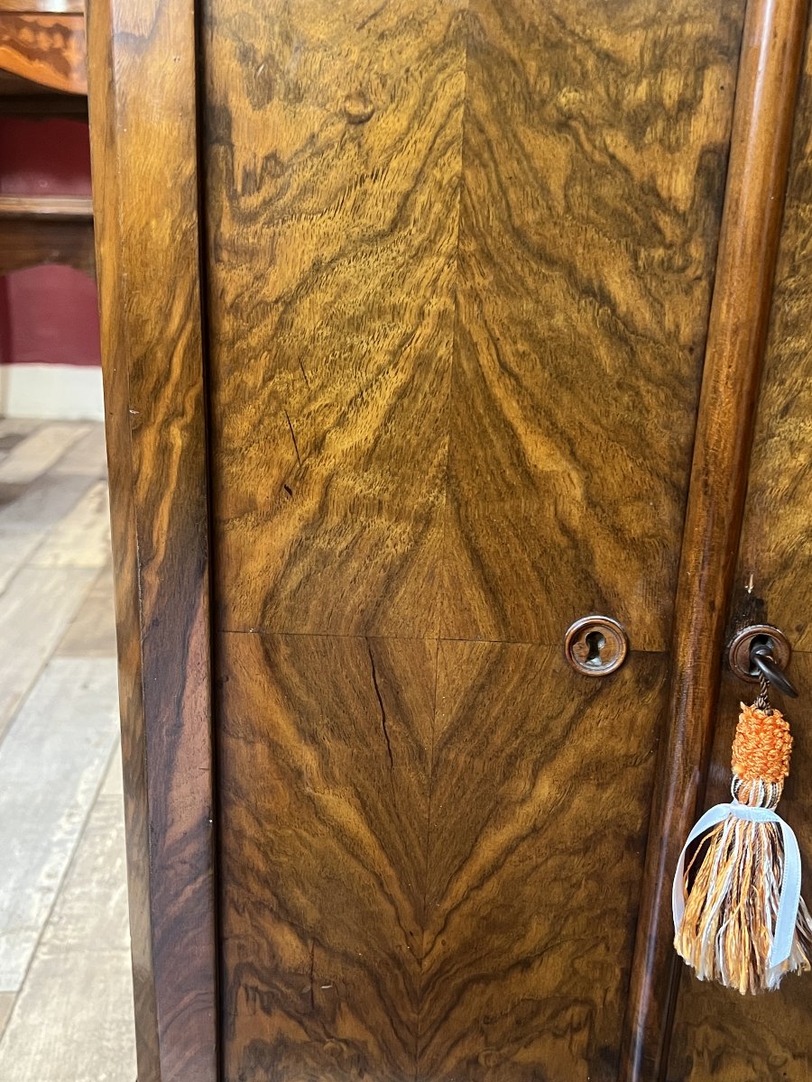 19th-century Doll's Or Master's Cabinet, Louis Philippe Style, Mahogany Veneer, In Very Good Condition-photo-3