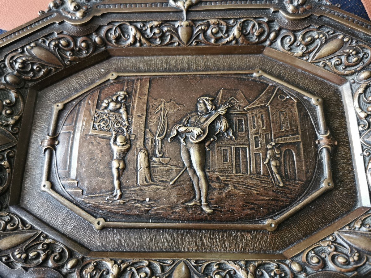 Rare Large Patinated Bronze Tray Marcel Debut, Founder Barbedienne Nineteenth Century-photo-2