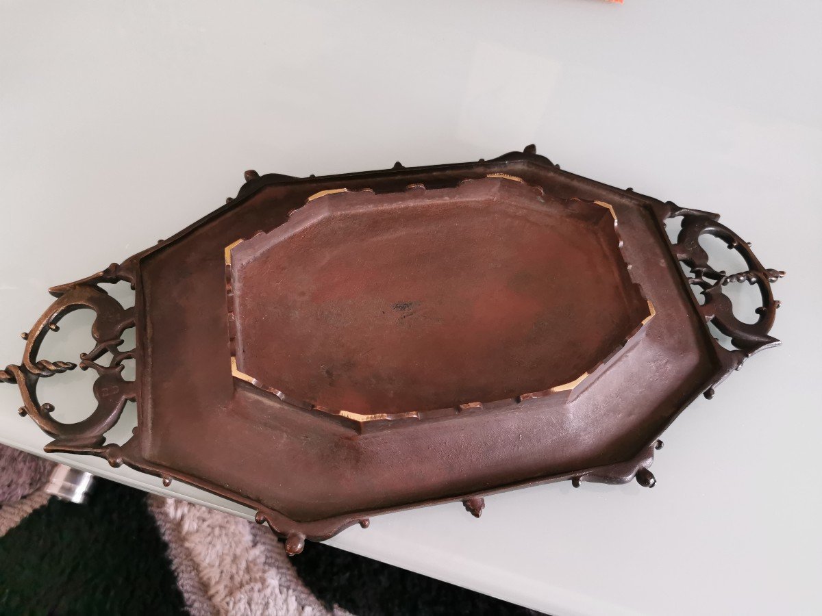 Rare Large Patinated Bronze Tray Marcel Debut, Founder Barbedienne Nineteenth Century-photo-6