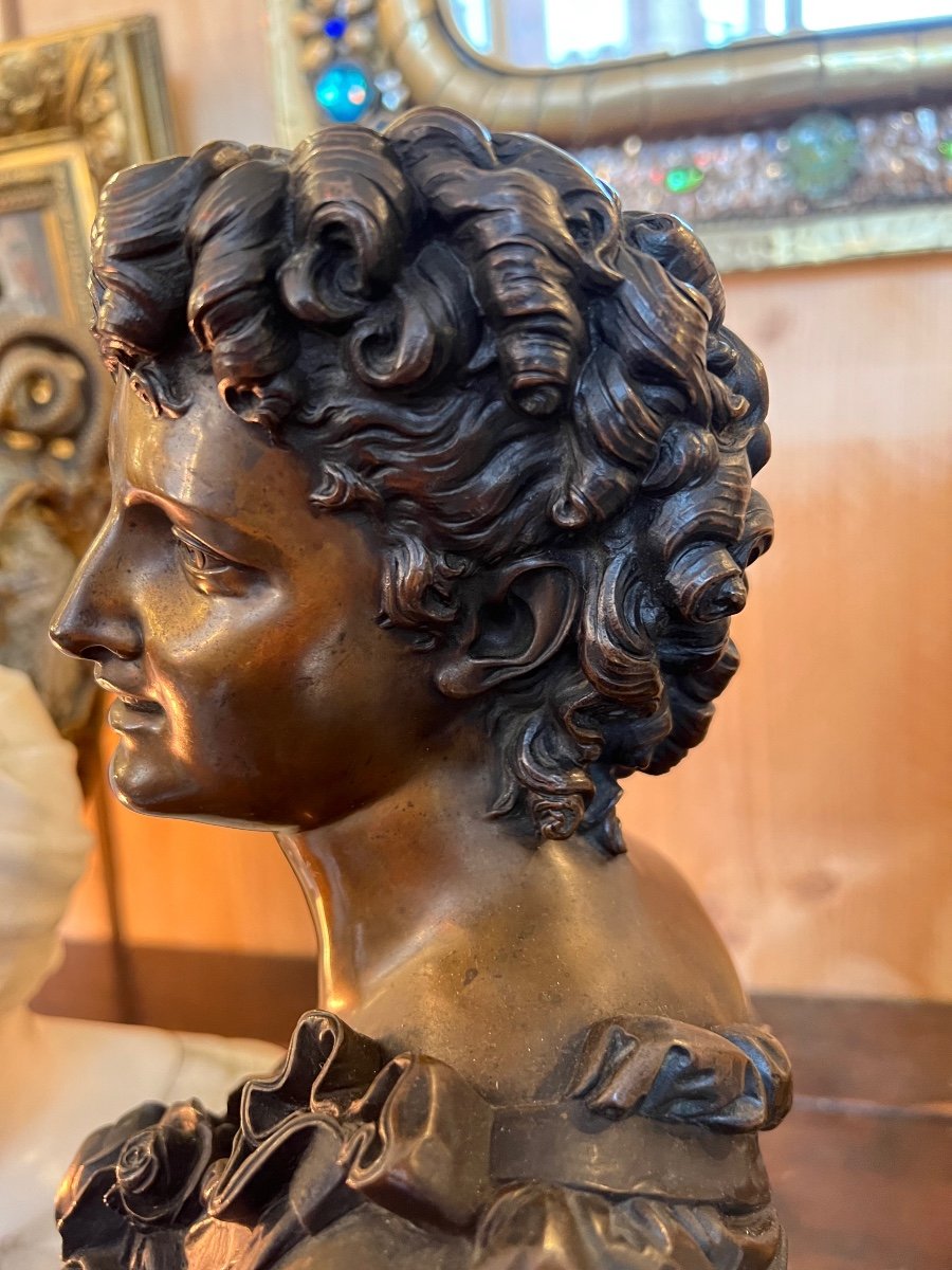 Buste En Bronze De Jean Baptiste Clesinger, La Dame Aux Fleurs -photo-3