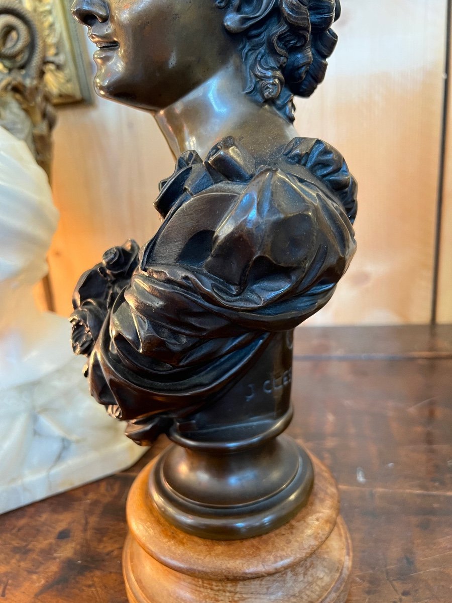 Buste En Bronze De Jean Baptiste Clesinger, La Dame Aux Fleurs -photo-4