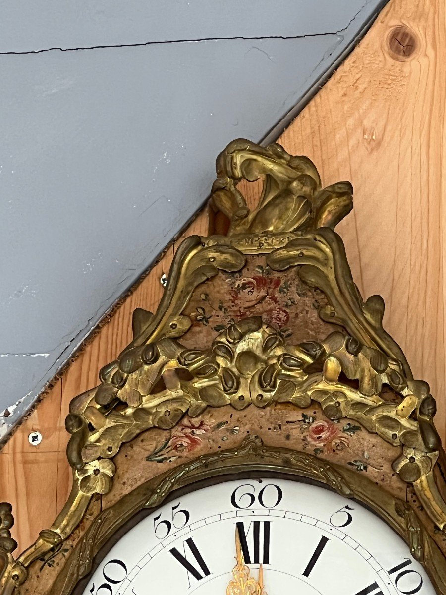 Cartel d'Applique époque Louis XV, En Vernis Martin, XVIIIe Siècle, état De Fonctionnement-photo-2