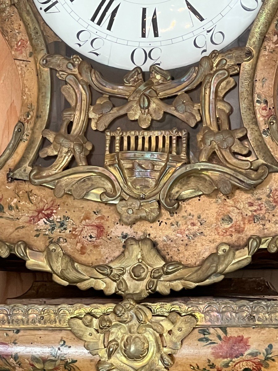 Cartel d'Applique époque Louis XV, En Vernis Martin, XVIIIe Siècle, état De Fonctionnement-photo-4