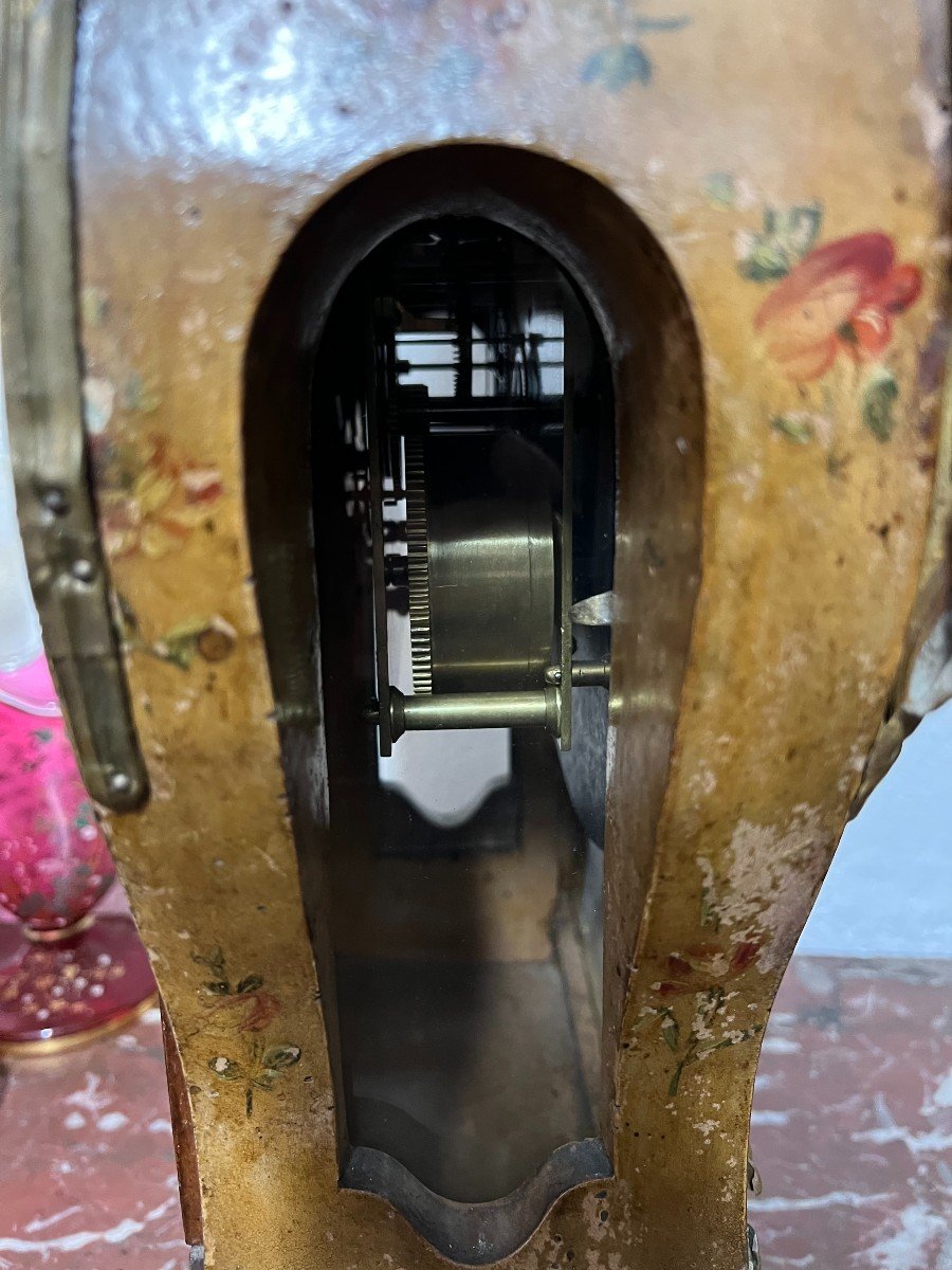 Cartel d'Applique époque Louis XV, En Vernis Martin, XVIIIe Siècle, état De Fonctionnement-photo-1