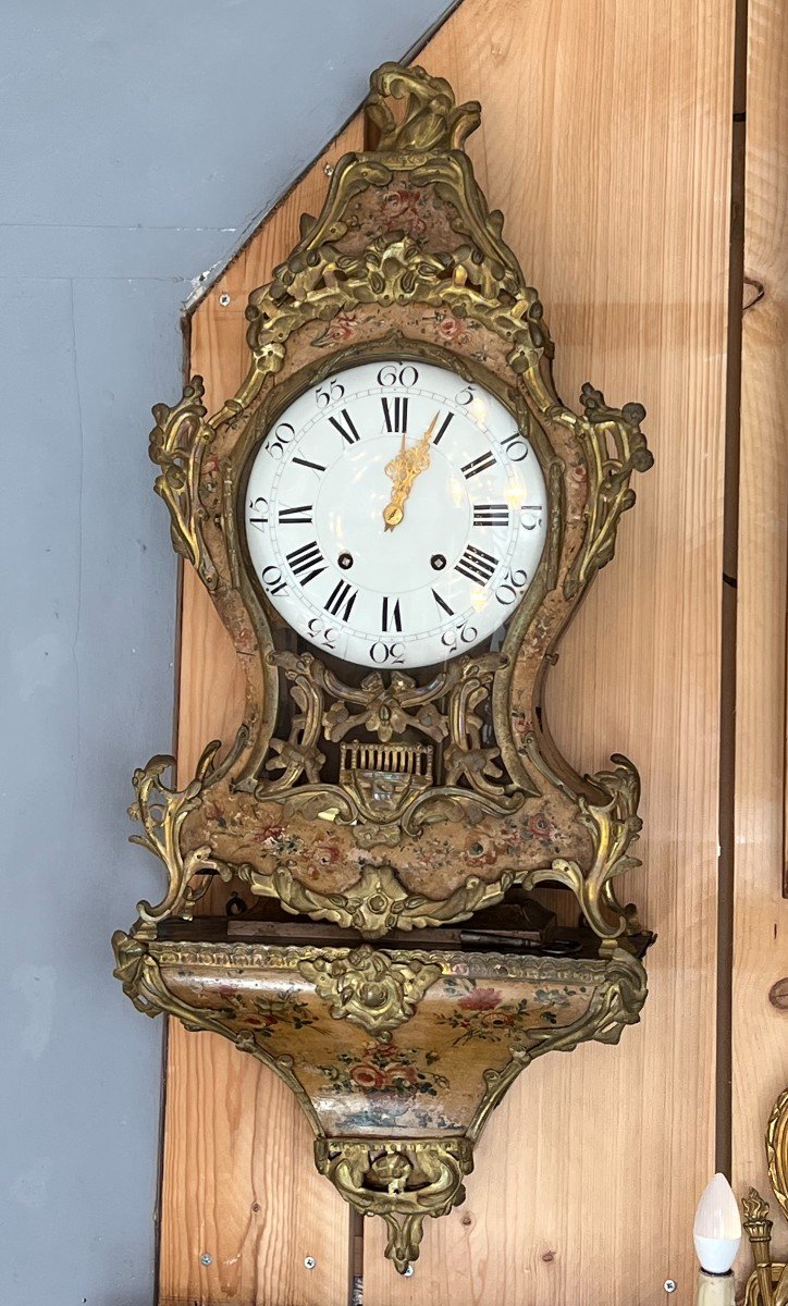 Cartel d'Applique époque Louis XV, En Vernis Martin, XVIIIe Siècle, état De Fonctionnement