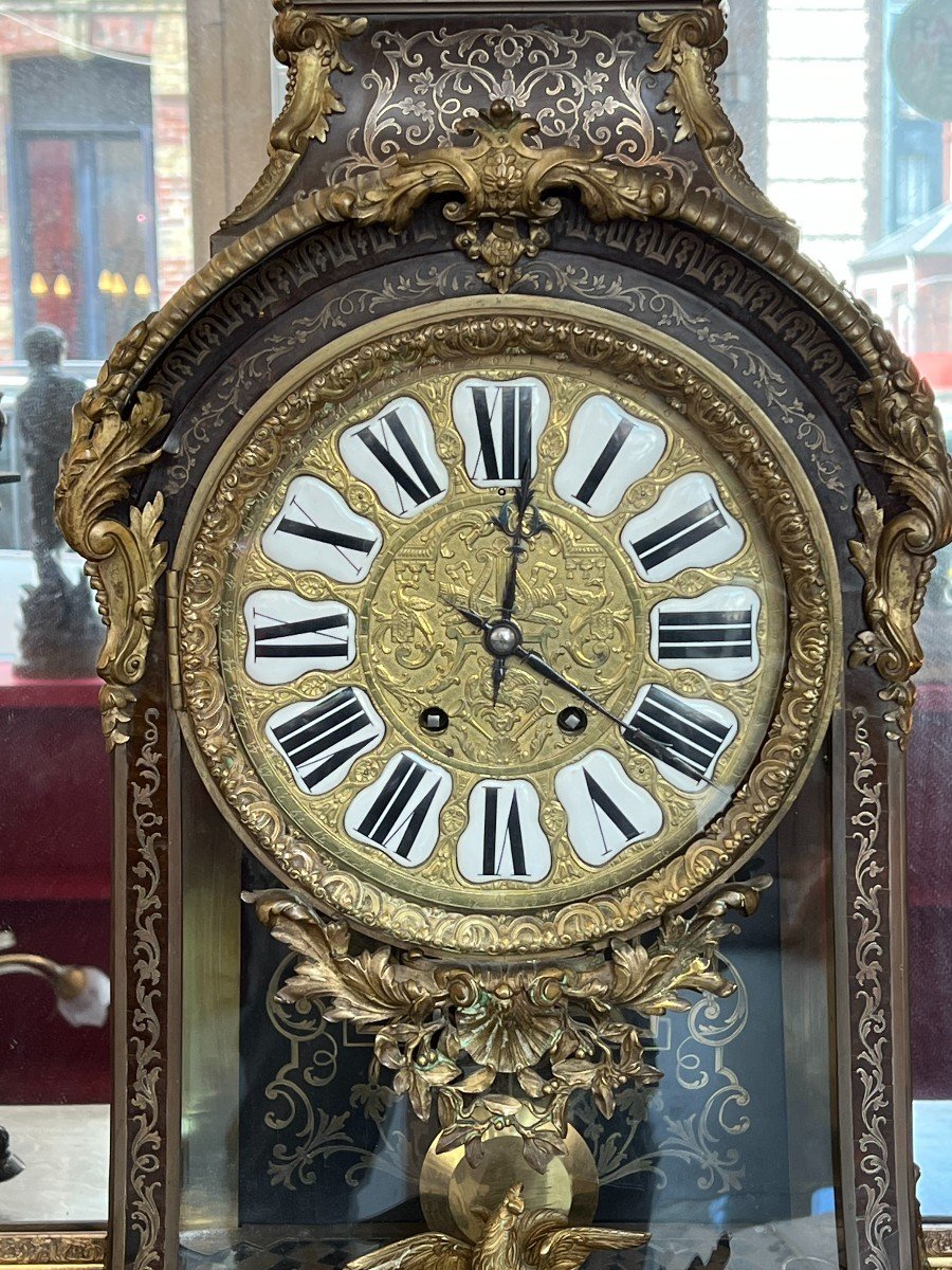 Cartel De Style Louis XIV En Marqueterie Boulle, XIXème Siècle, Napoléon III, 91 cm-photo-4