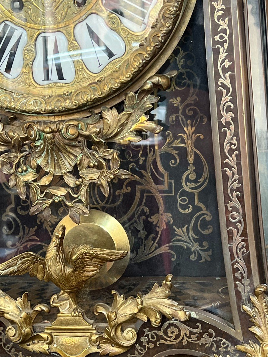 Cartel De Style Louis XIV En Marqueterie Boulle, XIXème Siècle, Napoléon III, 91 cm-photo-5