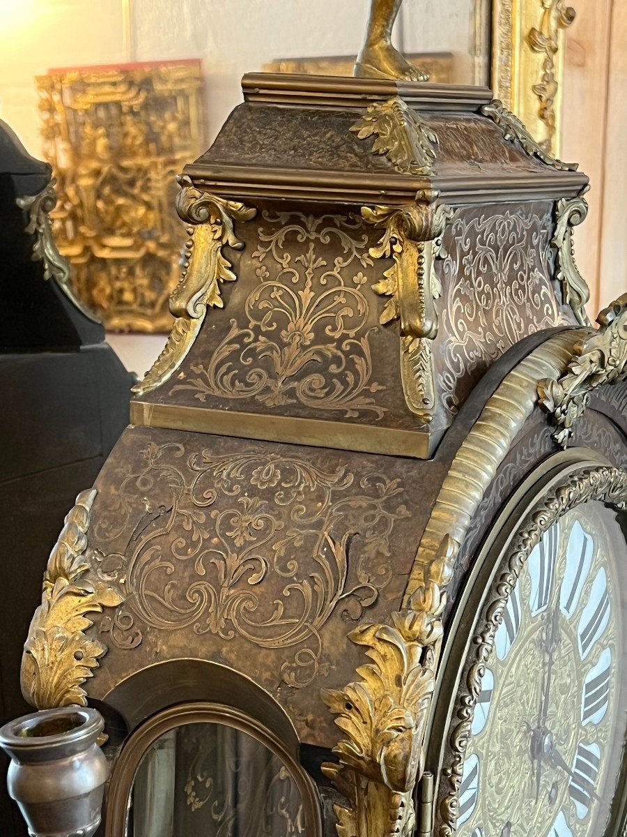 Cartel De Style Louis XIV En Marqueterie Boulle, XIXème Siècle, Napoléon III, 91 cm-photo-7