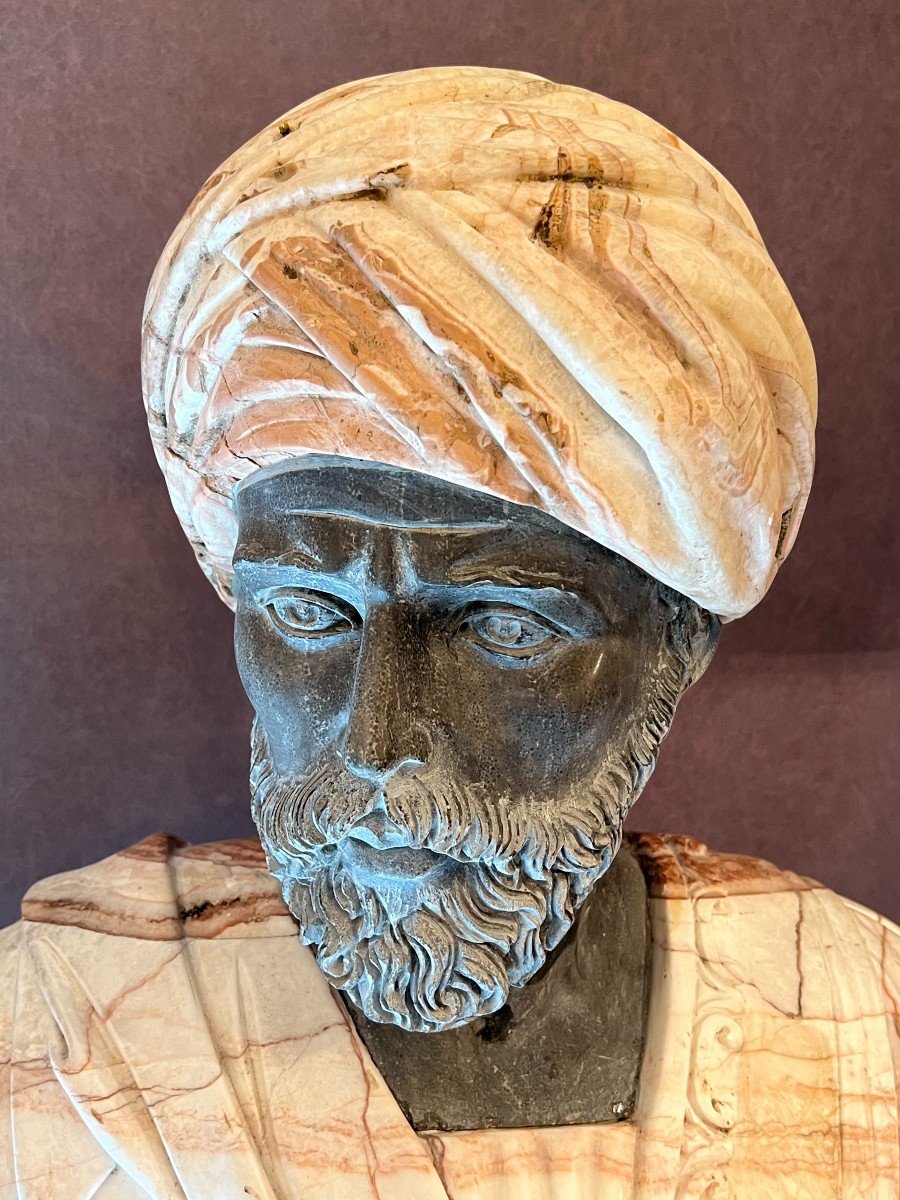 Charles Henri Cordier (1827-1925 ) Statue Marbre Le Cheik Arabe Du Caire -photo-2