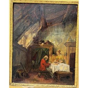 Ferdinand De Braekeleer (1792-1883) Beautiful Oil On Wood Panel, Interior Scene