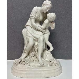 Group In White Porcelain From Capodimonte, Italy 19th Century, Signed Boizot