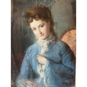 Portrait d'une femme élégante en Pastel, Cercle de William Hogarth