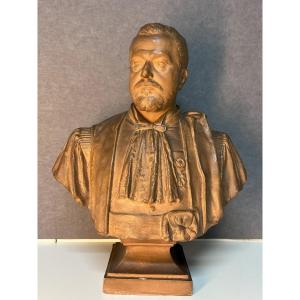 French édouard Millet De Marcilly (1839-1923), Bust Of A Magistrate In Terracotta