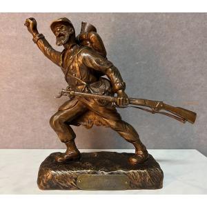 Bronze Sculpture Of A Poilu From The War 1914, Signed A. Falcinelli