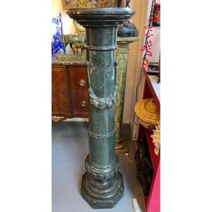 Very Beautiful And Old Green Marble Column, Dating From The 19th Century