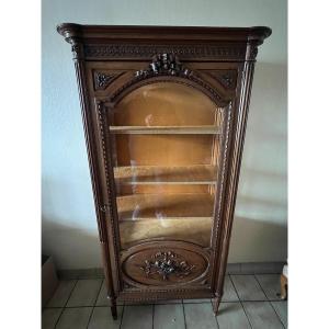 Vitrine De Style Louis XVI En Noyer Massif, Datant De l'époque Vers 1900