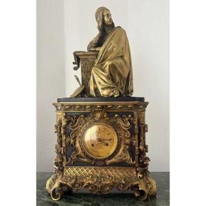 Très Importante Horloge Pendule De Cheminee "raphaël Raffaello Santi" Milieu XIXème