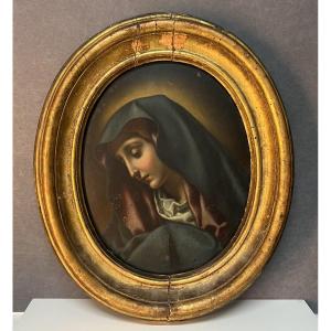 The Madonna, Workshop Of Carlo Dolci (1616 – 1686) 17th Century Oil On Copper Painting