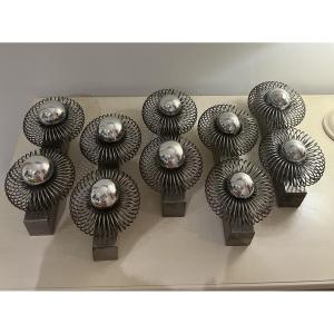 Ensemble de 5 appliques doubles à ressort de Andréa Lazzari vintage 1960