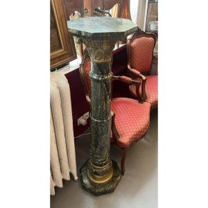 Grande colonne en marbre de portor et ornement en laiton doré, époque XIXe siècle