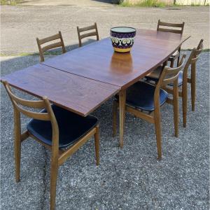 Table avec rallonges en teck, style scandinave, édition EROS, vers 1960, dimensions 227x 90 cm